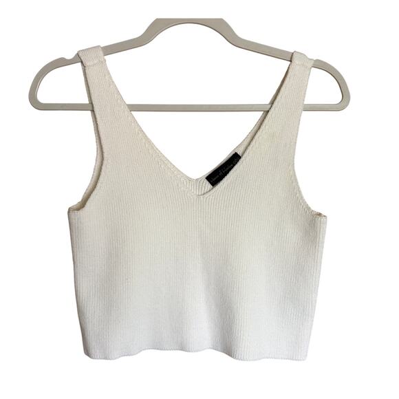 House of Harlow 1960 Sweaters - House of Harlow 1960 White Cropped Sweater Tank V Neck Size M Cotton Acrylic